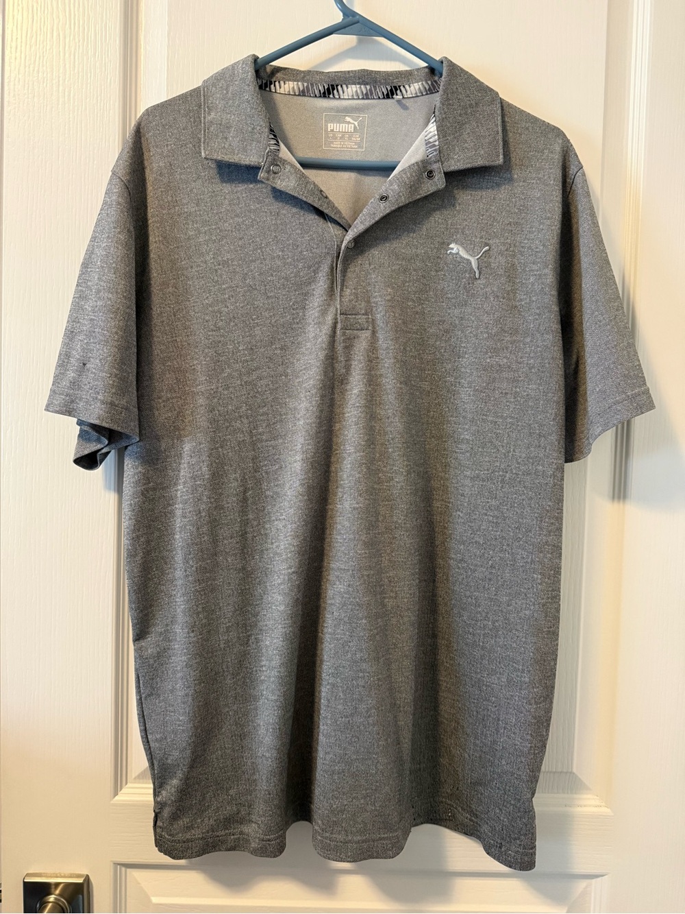 Puma Men's Gray Polo with White Puma Logo